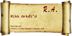 Rikk Arkád névjegykártya